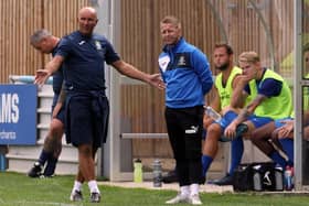 Steve Leigh, left, has been praised for the work he's put in to improving Horndean's defensive record. Picture: Chris Moorhouse