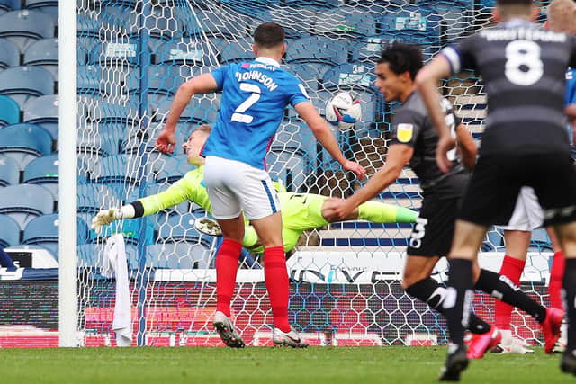 Reece James scores Doncaster's winner against Pompey. Picture: Joe Pepler