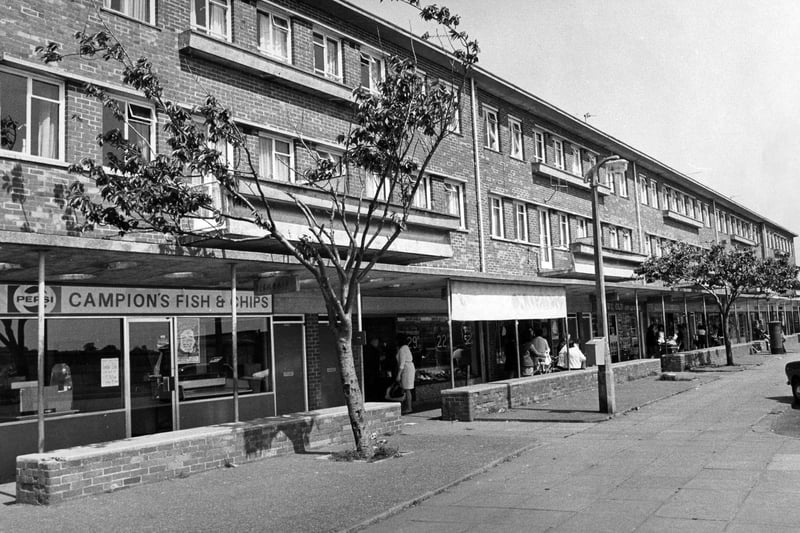 The sopping centre in Nobes Avenue, Bridgemary, Gosport in June 1973. The News PP4472