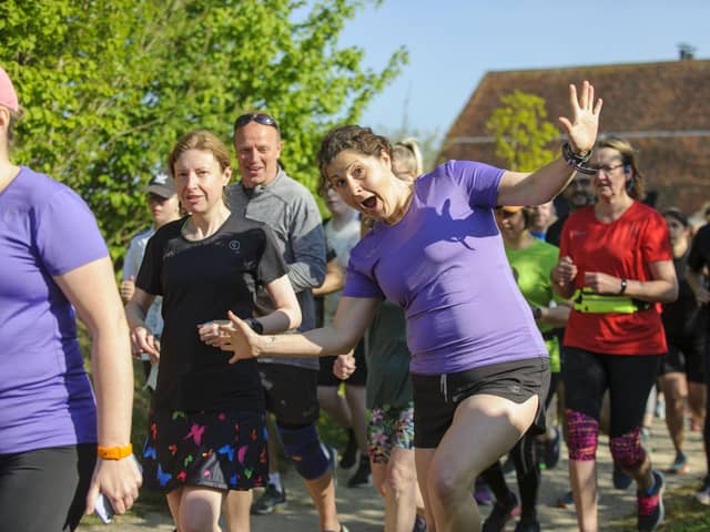 A runner poses for a picture at the Fareham parkrun starting point Picture: Allan Hutchings (060670-4534)