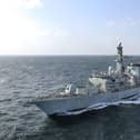 HMS MONTROSE carrying out duties, protecting British shipping in the Gulf. Photo: LPhot Rory Arnold