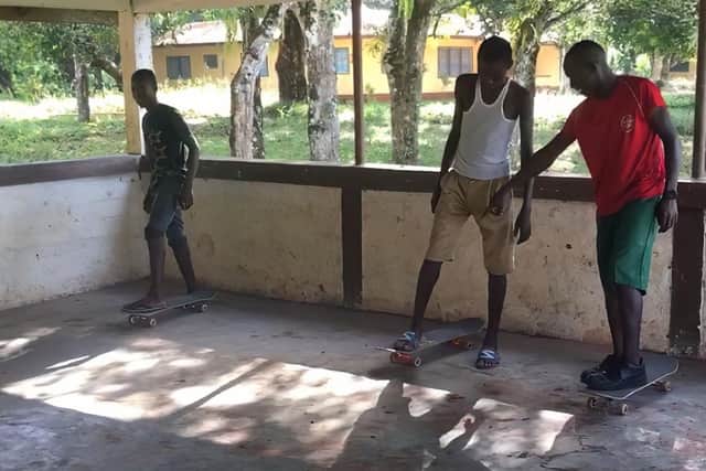 Cameron Duncan, a physiotherapist at Gosport War Memorial Hospital has set up a charity called BoardersNotBorders (BNB) and is fundraising to create Sierra Leone's first ever skatepark.
Pictured are skaters in Makomp, Sierra Leone.