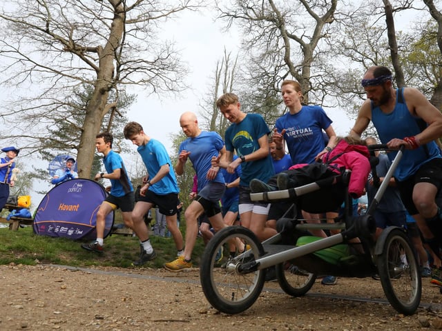 Runners set off at the start of the 500th Havant parkrun at Staunton Country Park on Saturday morning. Picture: Chris Moorhouse (jpns 220423-004)