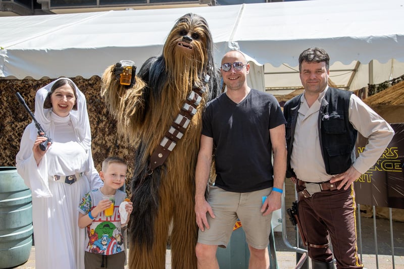 Cooper Mockford, six, had a blast meeting his favourite Star Wars characters with his dad Picture: Alex Shute