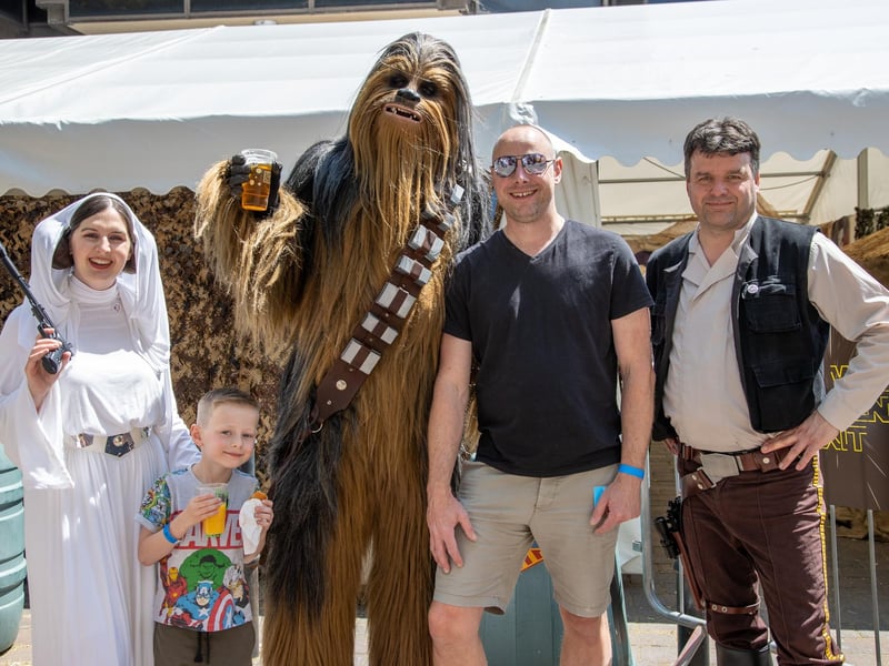 Cooper Mockford, six, had a blast meeting his favourite Star Wars characters with his dad Picture: Alex Shute