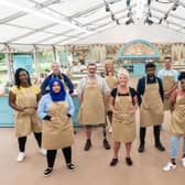 Undated handout photo issued by C4/Love Productions of contestants (left to right) Hermine, Sura, Rowan, Marc, Laura, Linda, Mak, Dave, Loriea, Lottie, Mark and Peter from The Great British Bake Off 2020. C4/Love Productions/Mark Bourdillon/PA Wire