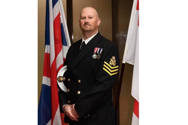Courageous Petty Officer Jon Thornber, 41, leapt into action after hearing the home of his neighbours in Nelson Avenue explode on Friday afternoon. Photo: Keith Woodland