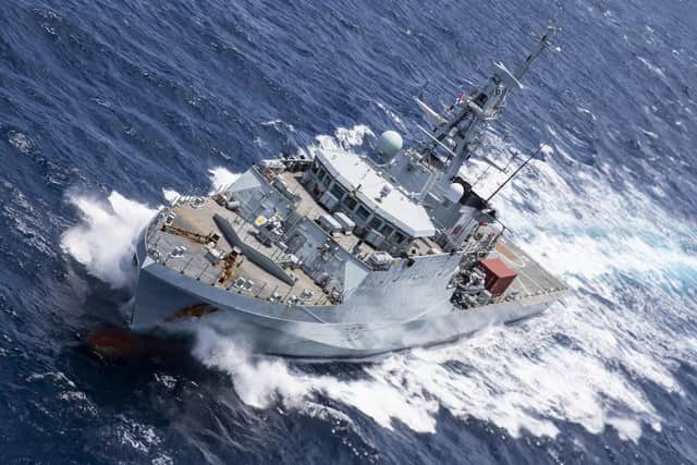Full-steam ahead as Portsmouth-based warship HMS Medway carries out high-speed drills at sea Photo: Royal Navy