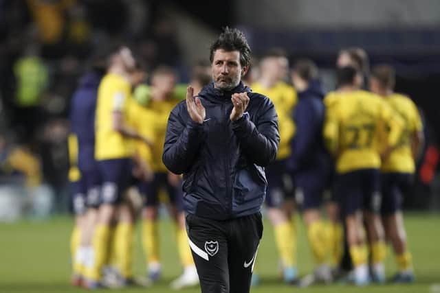 Pompey boss Danny Cowley believes the Fratton faithful’s devoted support deserved more than defeat at Oxford United, yesterday. Picture: Jason Brown