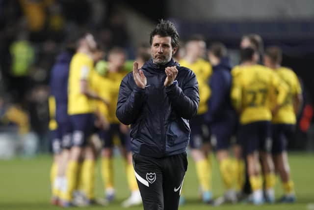 Pompey boss Danny Cowley believes the Fratton faithful’s devoted support deserved more than defeat at Oxford United, yesterday.   Picture: Jason Brown