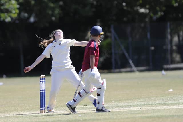 Manon Melville bowling for Havant in an intra-club friendly at Havant Park last summer. Picture Ian Hargreaves