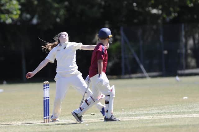 Manon Melville bowling for Havant in an intra-club friendly at Havant Park last summer. Picture Ian Hargreaves