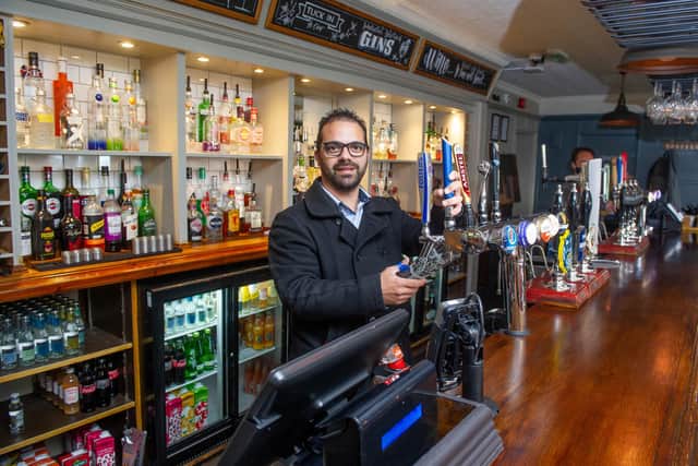 Pub manager Hugo Teixeira at The Churchillian. Picture: Habibur Rahman