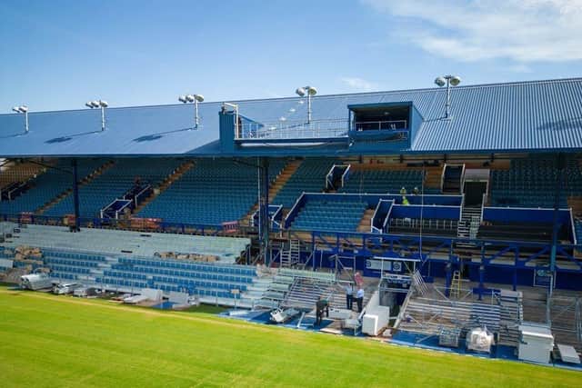 A completed South Stand is set for its unveiling against Coventry on July 23. Picture: Michael Woods/Solent Sky Services
