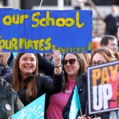 Striking teachers at the National Education Union rally in Guildhall Square, Portsmouth
Picture: Chris Moorhouse (jpns 010223-04)