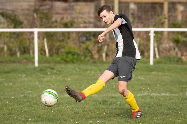 Sam Neal was one of nine Hayling United players to score in their 11-0 Hampshire Premier League win at Lyndhurst. Picture: Keith Woodland
