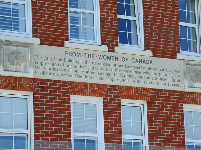 The commemoration on the front of Canada House which has been transformed into 36 apartments Picture: Sarah Standing (290824-5775)