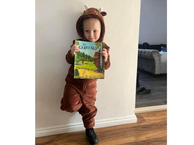 Reid has chosen to dress up as The Gruffalo and he looks wonderful!