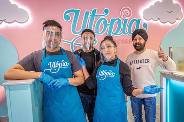 Utopia, Fareham has opened during the last lockdown, but is officially open again now

Pictured: Siblings, Monty Taak, Jimmy Taak, Simran Taak and their father, Bhupinder at their shop on 15 April 2021

Picture: Habibur Rahman