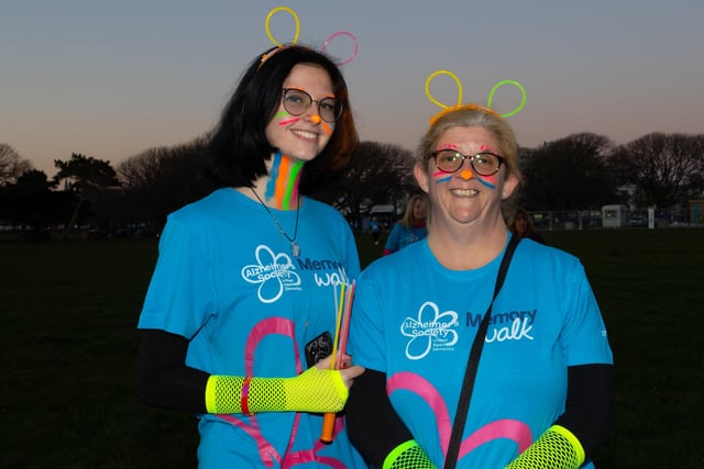 Izzy Lothian, 15 and Kathy Jackson came to Castle Field to take part in the Alzheimers Society Glow Walk on Friday evening. Photos by Alex Shute



