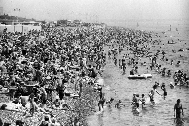 Crowds flock to Southsea beach to take advantage of the sun in July, 1982. The News PP5179