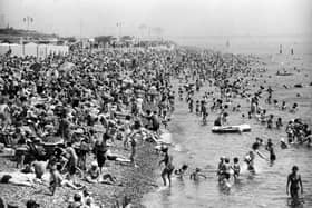 Crowds flock to Southsea beach to take advantage of the sun in July, 1982. The News PP5179