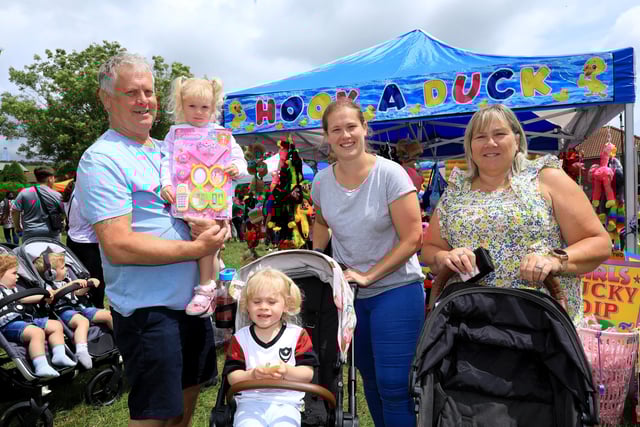 The Morrisons, from left, Steven with Ina, two, Josie, two, Gemma, and Paula (jpns 250622-24)