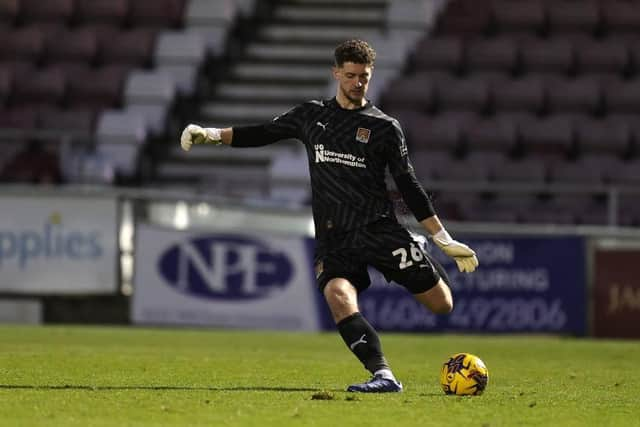 Max Thompson of Northampton Town in action during the Sky Bet League One match between Northampton Town and Fleetwood Town at Sixfields on December 09, 2023 in Northampton, England. (Photo by Pete Norton/Getty Images)