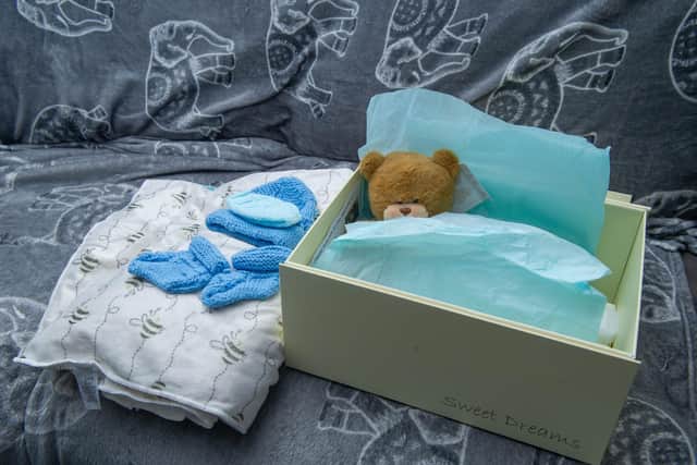 Natalie and Shane Dormer lost their baby Arthur in October 2021.  In his memory they are hosting a family fun day at the Falcon pub in Waterlooville Pictured:Memorabilia of ArthurPicture Habibur Rahman