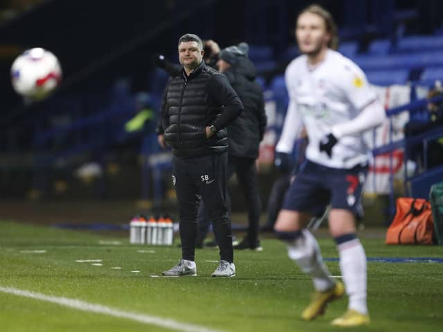 Interim manager Simon Bassey during Pompey's 1-0 defeat at Bolton in the quarter-finals of the Papa Johns Trophy. Picture: Paul Thompson/ProSportsImages