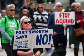 Protestors said the Aquind proposal would be 'catastrophic' to the city. Picture: Chris Moorhouse (jpns 220423-023)