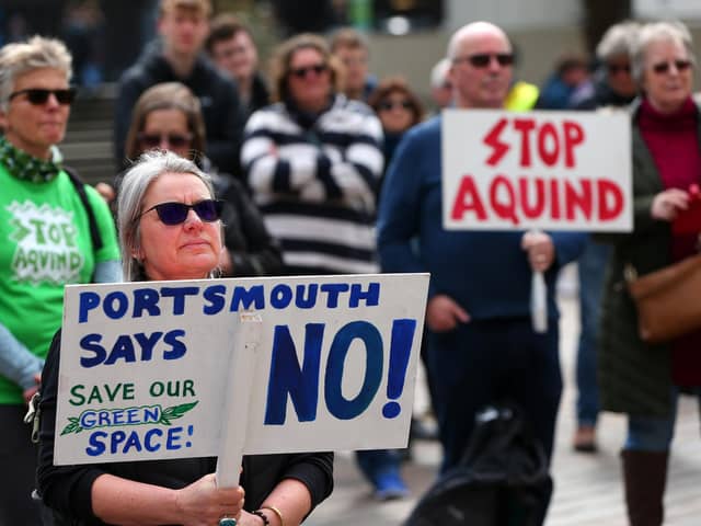Protestors said the Aquind proposal would be 'catastrophic' to the city. Picture: Chris Moorhouse (jpns 220423-023)