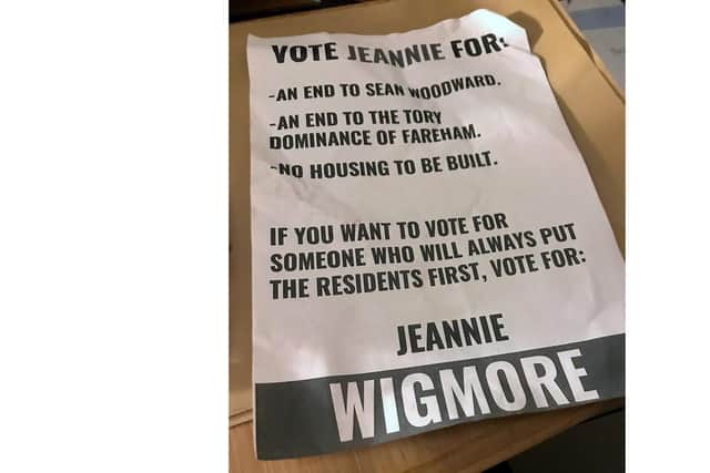 Leaflets promoting a former candidate for Fareham Borough Council have been left strewn across the town centre.  
Credit: Jeannie Wigmore