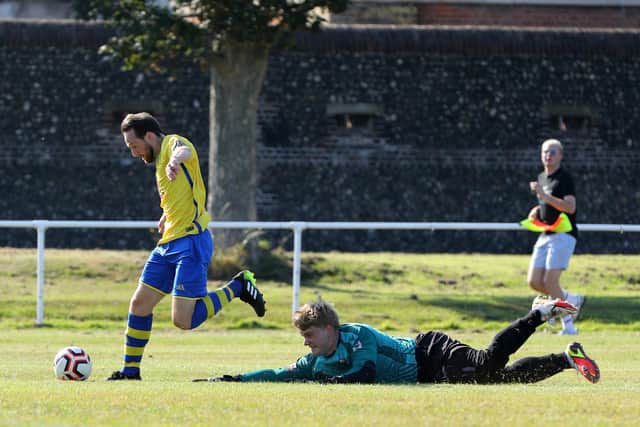 Connor Mansfield,  left, has netted three or more goals in a game on six occasions in his debut season for Meon Milton. 
Picture: Chris Moorhouse