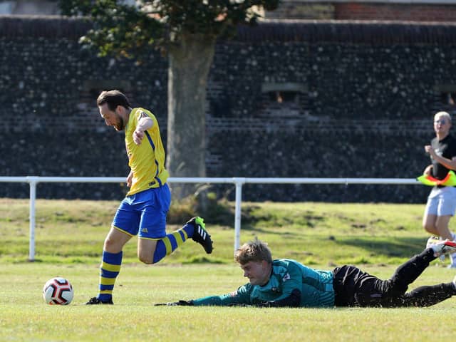 Connor Mansfield,  left, has netted three or more goals in a game on six occasions in his debut season for Meon Milton. 
Picture: Chris Moorhouse