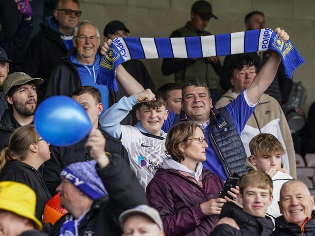The Pompey fans packed out the away end at the LNER Stadium