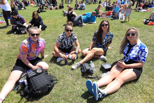 From left, Mia, Shania, Evie and Macy at Portsmouth Pride, Southsea Common. Picture: Chris Moorhouse (jpns 110622-11)