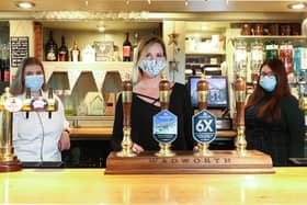 From left, head chef Savannah Orme, licensee Sybilla Best and general manager Amie Jones, The Fighting Cocks, Clayhall Road, Gosport. Picture: Chris Moorhouse   (021220-16)