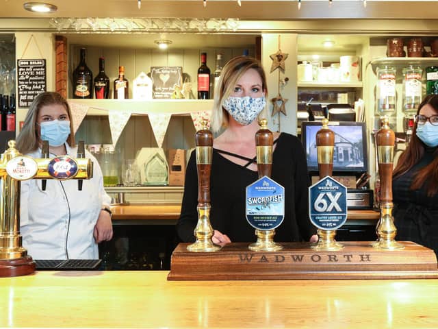 From left, head chef Savannah Orme, licensee Sybilla Best and general manager Amie Jones, The Fighting Cocks, Clayhall Road, Gosport. Picture: Chris Moorhouse   (021220-16)