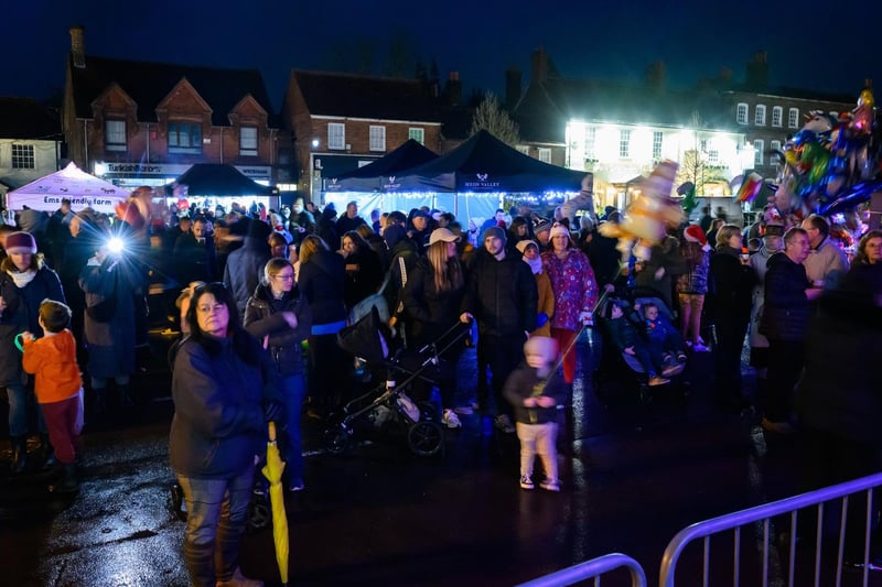 People gathering in the square ahead of the Wickham Christmas light switch on