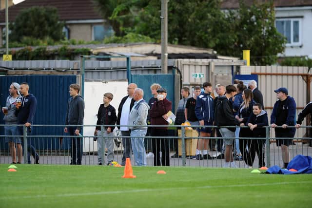 Fans at Gosport Borough's Privett Park ground. Picture: Sarah Standing (010920-6346)
