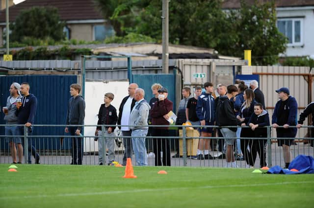 Fans at Gosport Borough's Privett Park ground. Picture: Sarah Standing (010920-6346)