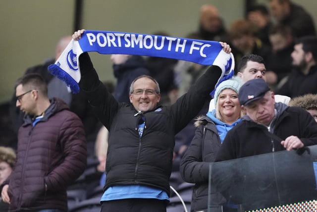 Pompey fans at the Tottenham Hotspur Stadium.