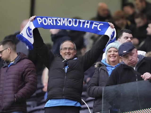 Pompey fans at the Tottenham Hotspur Stadium.