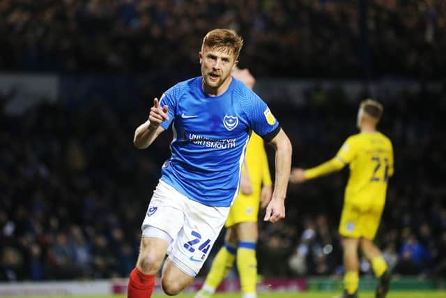 Michael Jacobs celebrates his goal against AFC Wimbledon.