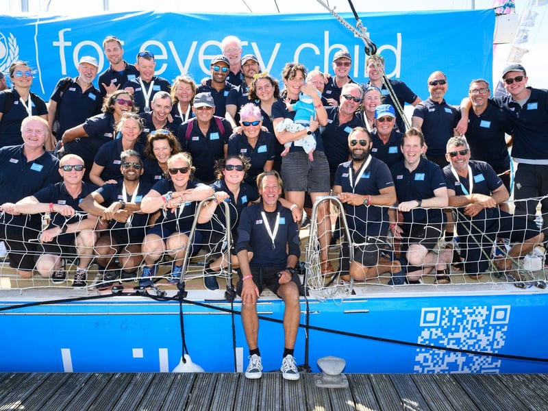 The UNICEF crew gather on the yacht for one of the last times.Picture: Keith Woodland (270721-96)
