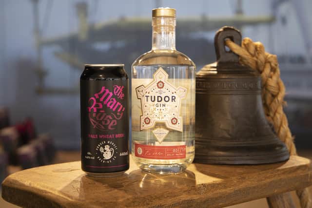 Mary Rose Beer from Powder Monkey Brewery in Gosport and Tudor Gin from Portsmouth Distillery have been launched to celebrate the 40th anniversary of the raising of the Mary Rose.