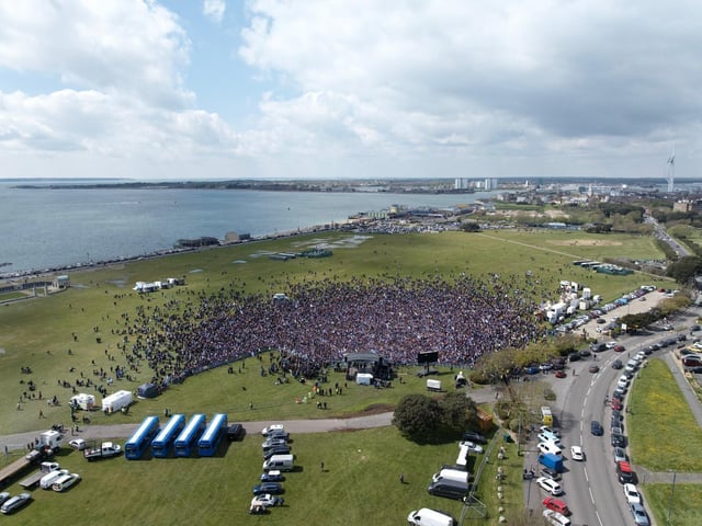 Unbelievable drone footage has captured the amount of people that have turned out to support Pompey FC following the team's promotion and League One title. Picture Credit: Marcin Jedrysiak