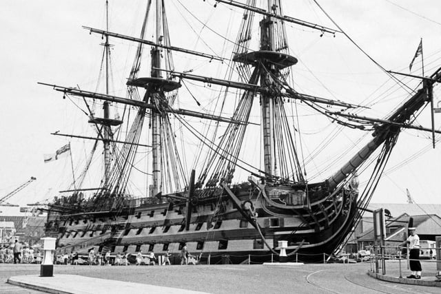 The Royal Navy flagship 'HMS Victory' at Portsmouth in Hampshire, UK, 21st July 1964. (Photo by Evening Standard/Hulton Archive/Getty Images)