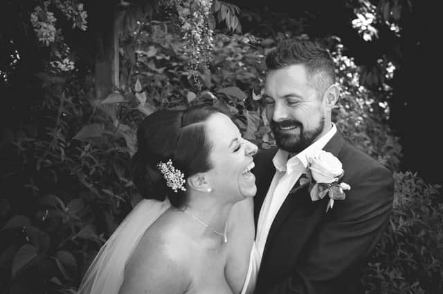 Carrie and Jon on their wedding day. Picture: Carla Mortimer Photography